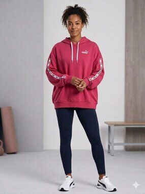 NWT Puma Womens Micro Tape FT Hoodie Paradise Rose Relaxed Fit 3X